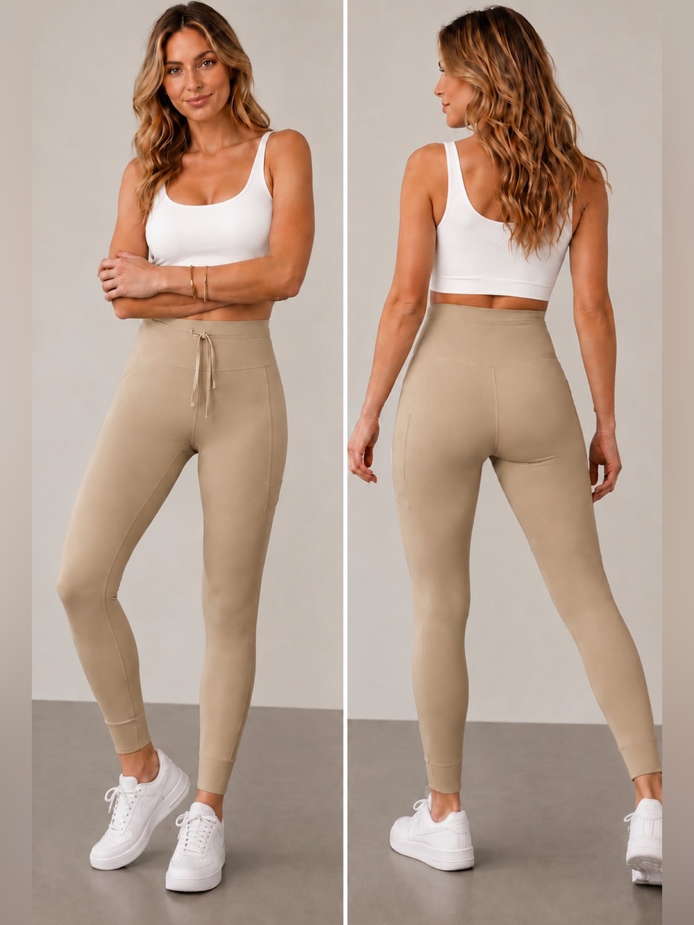 Athleta Salutation Stash High Rise Cargo Leggings in Bone Color - Size XSmall